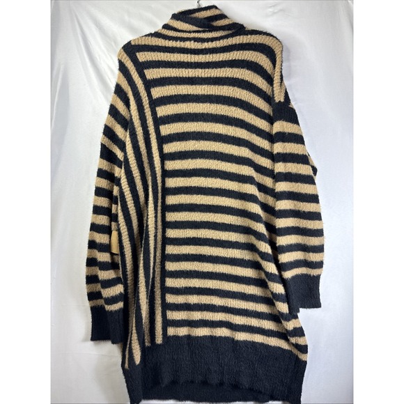 Blu Pepper Plush Turtleneck Sweater Dress Large Brown Black Stripe NWT - Picture 2 of 4